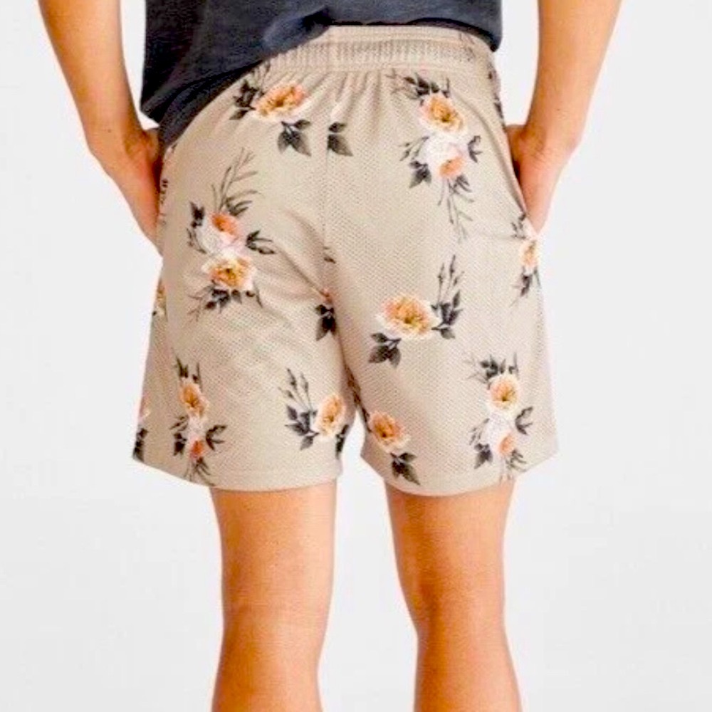 Aeropostale Mesh Shorts Men's Size XL Lined Tan Roses Floral Print 6.25" NWT - Picture 3 of 15
